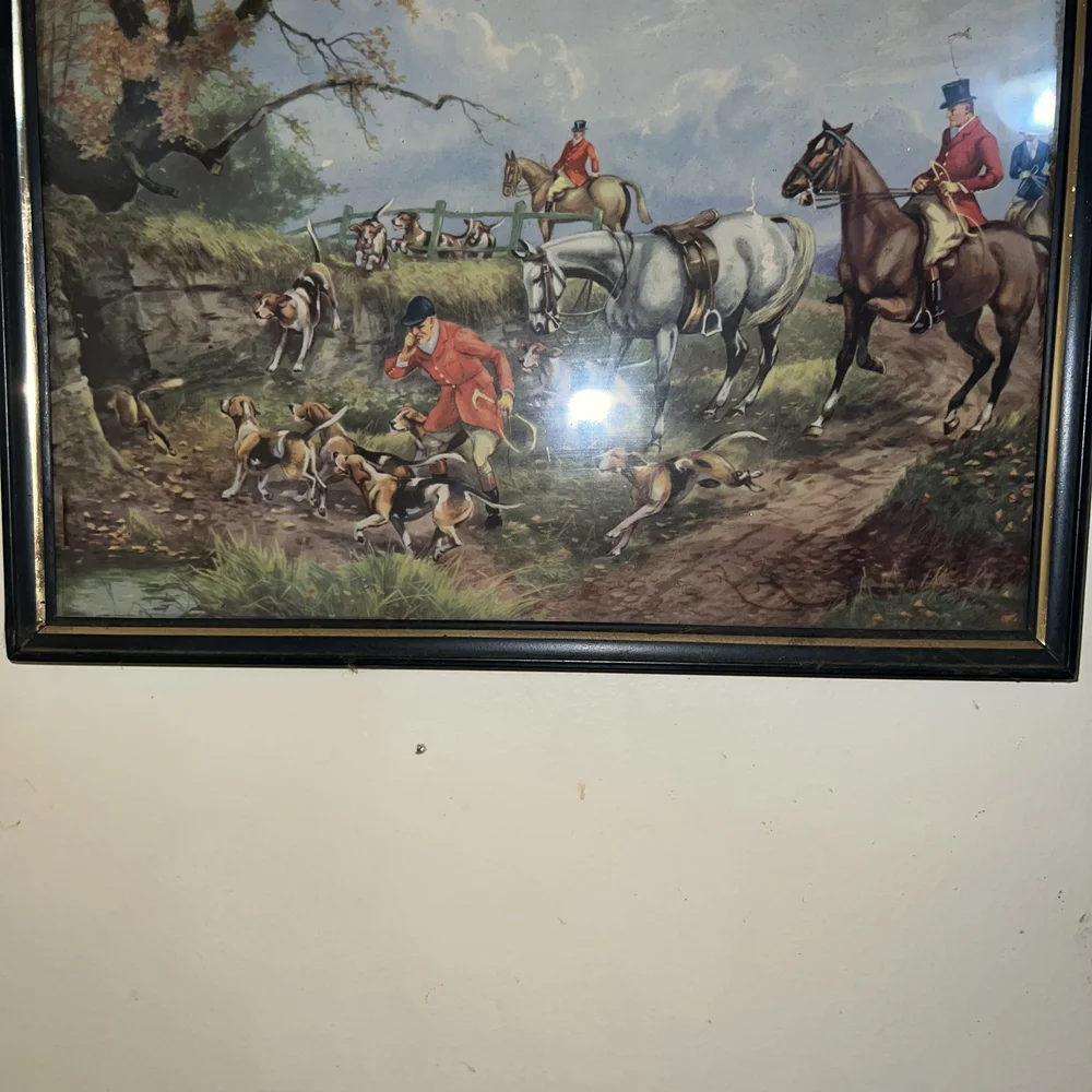 Framed Equestrian Hunting Artwork - Picture 1 of 2